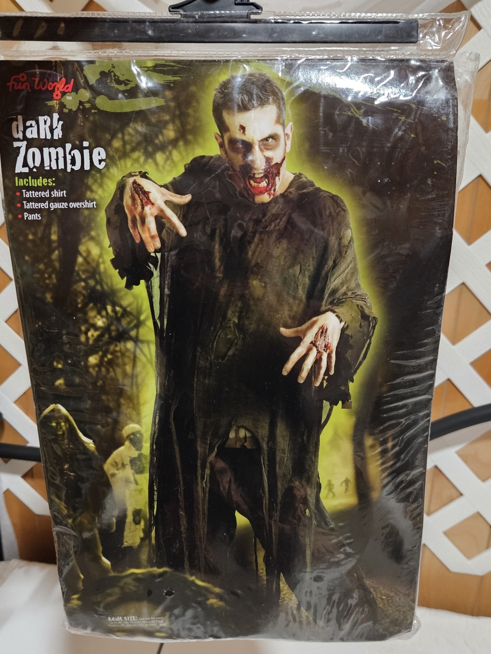 FUN WORLD Dark Zombie Adult Halloween Costume One Size Fits Most NIP Tattered